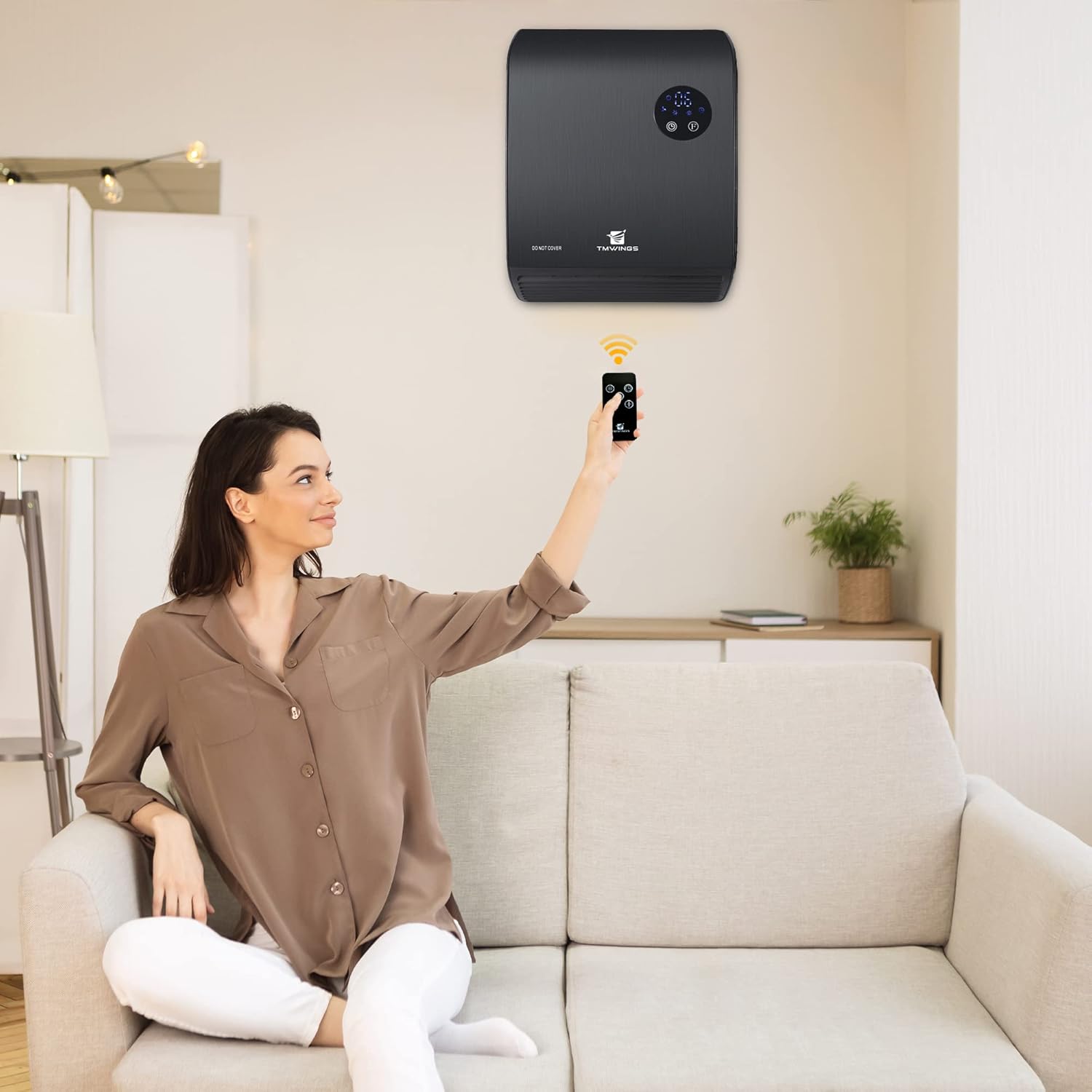 1500W Wall Mount Electric Heater with Remote Control, 3 Mode, Overheating Protection J3095