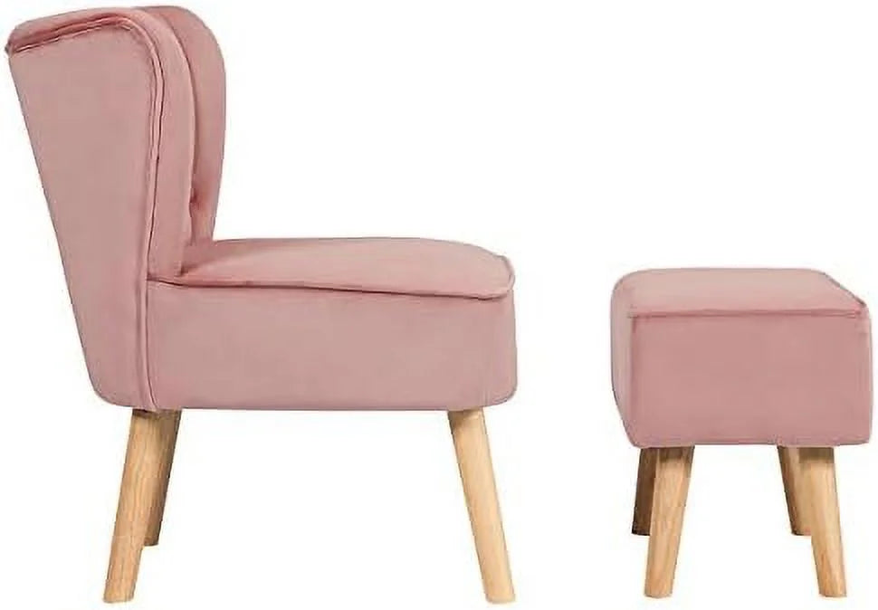 Pin Velvet Accent Chair with Ottoman C994804