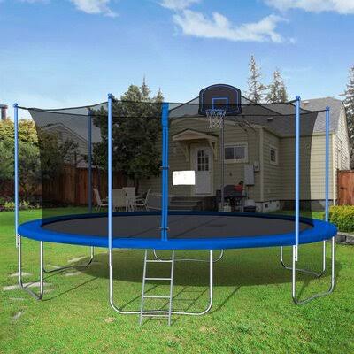 16& Round Backyard Trampoline with Safety Enclosure Blue K90826