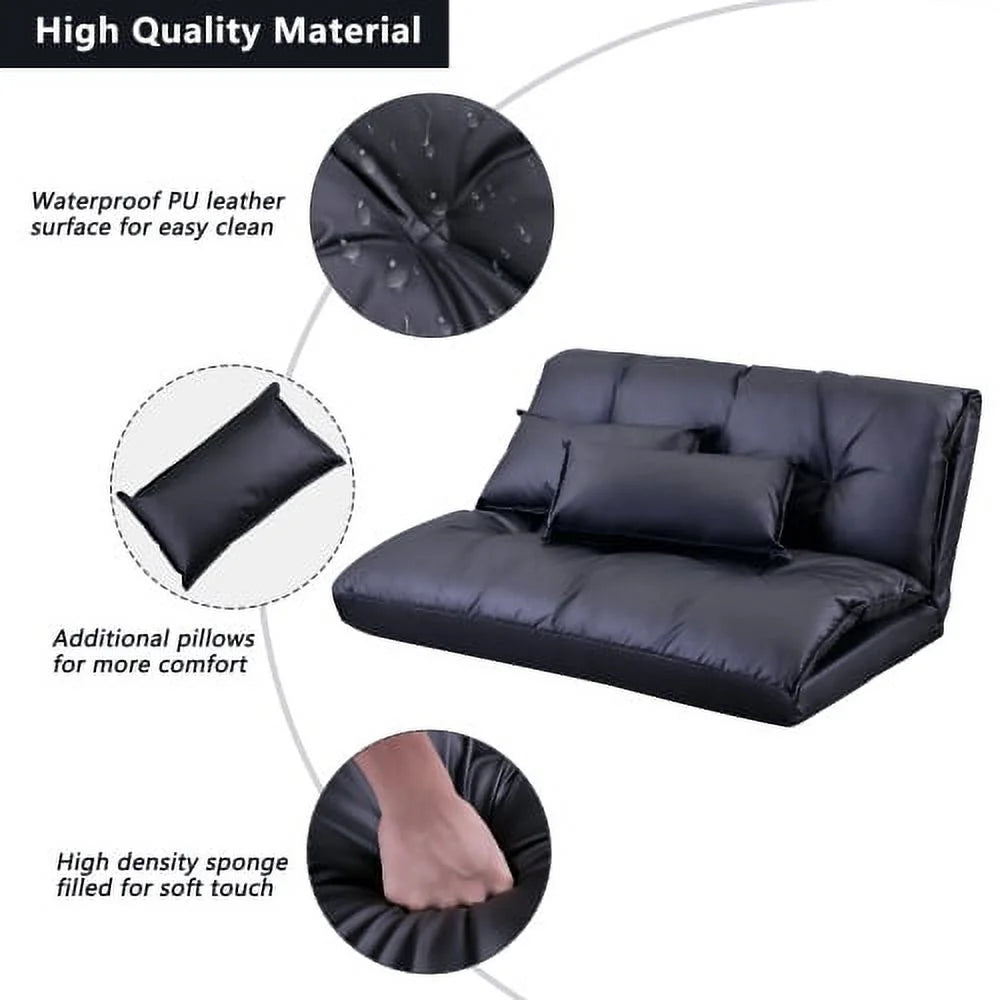 Adjustable Folding Futon Sofa with Two Pillows C233487