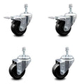 3 inch Hard Rubber Swivel Caster Set 2 Total Lock Brakes P592