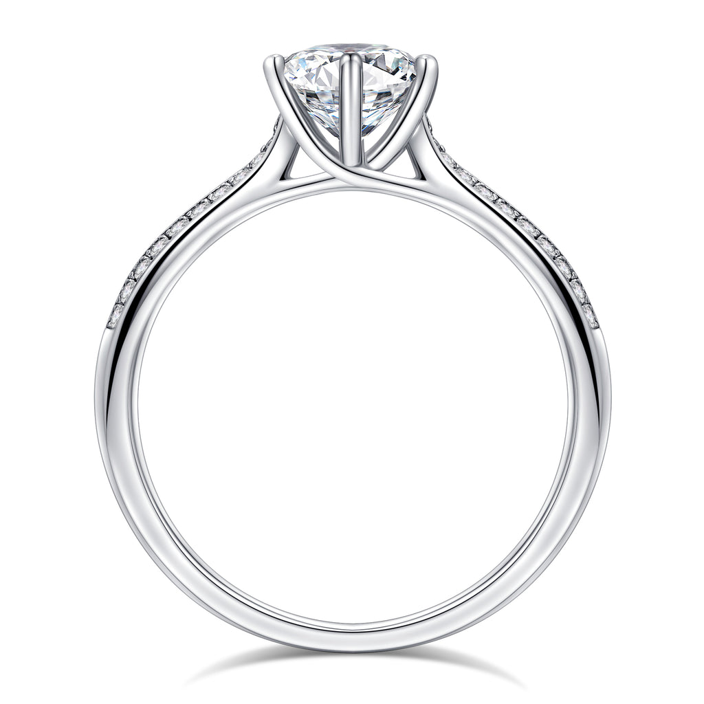 925 Sterling Silver Six-Prong Round Cut Engagement Ring U436524