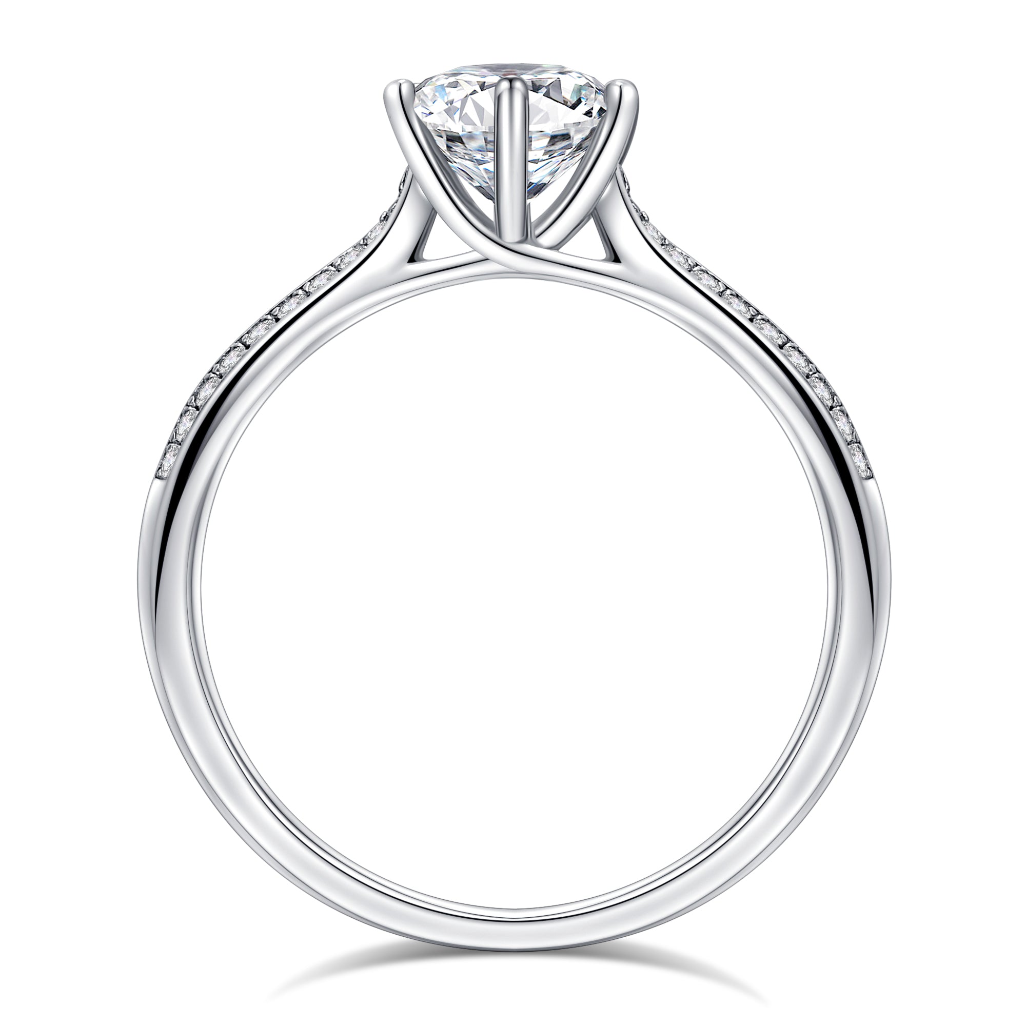 925 Sterling Silver Six-Prong Round Cut Engagement Ring U436524