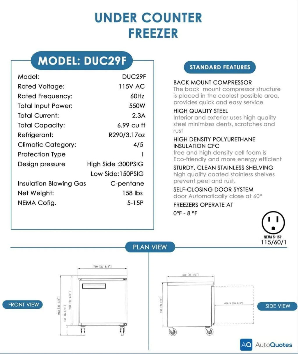 Single Door Undercounter Freezer in Stainless Steel N28094