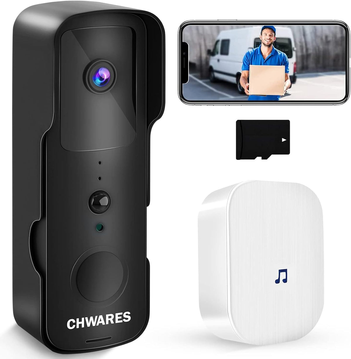 White 1080P HD Video Doorbell Camera with Chime B983178