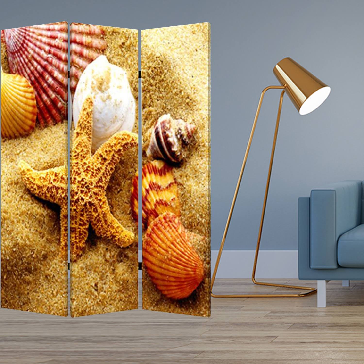 Multi-Color Wood Canvas Screen J409249