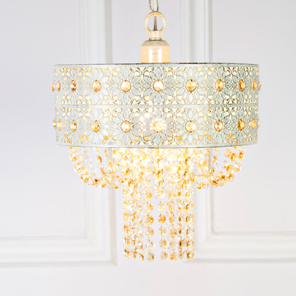 Crystal and Metal Hanging Lamp G869
