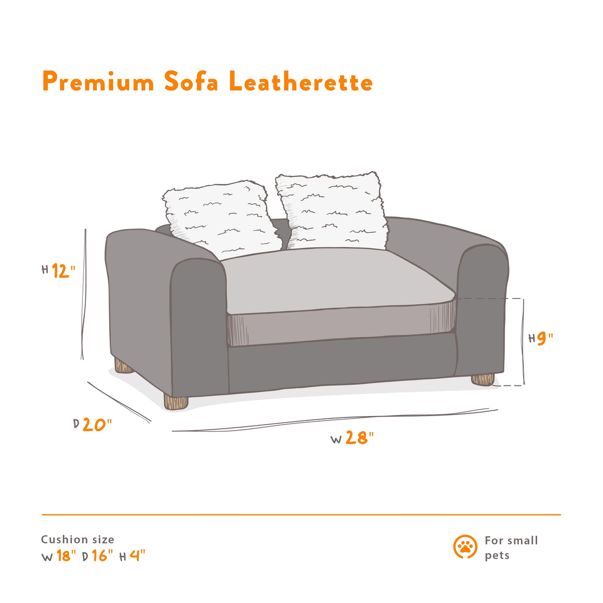 Medium Leatherette Pets Sofa R42949