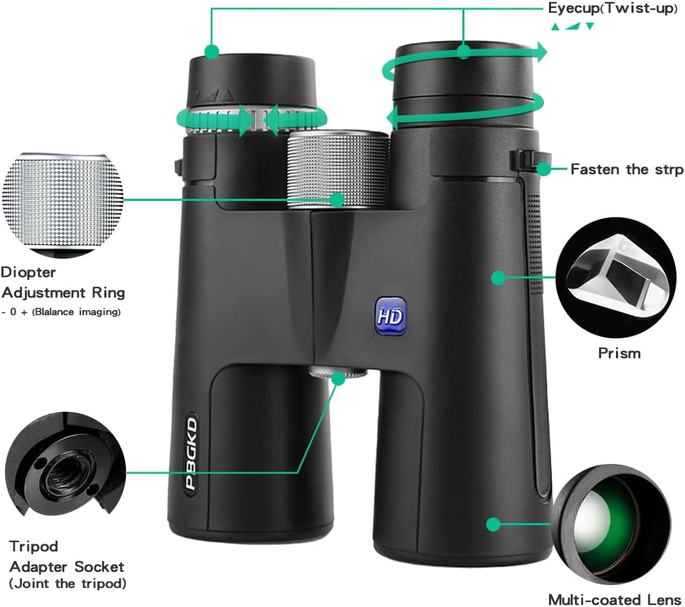 12x42 HD Roof Prism Waterproof Binoculars with Tripod Carrying Case Mobile Phone Clip Pack of 2 X25188