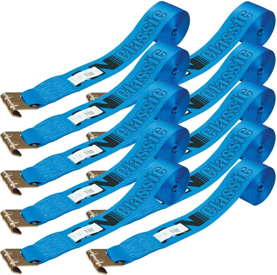 Classic Blue 4 Inch x 30 Foot 10 Pack Winch Strap with Flat Hook B166048