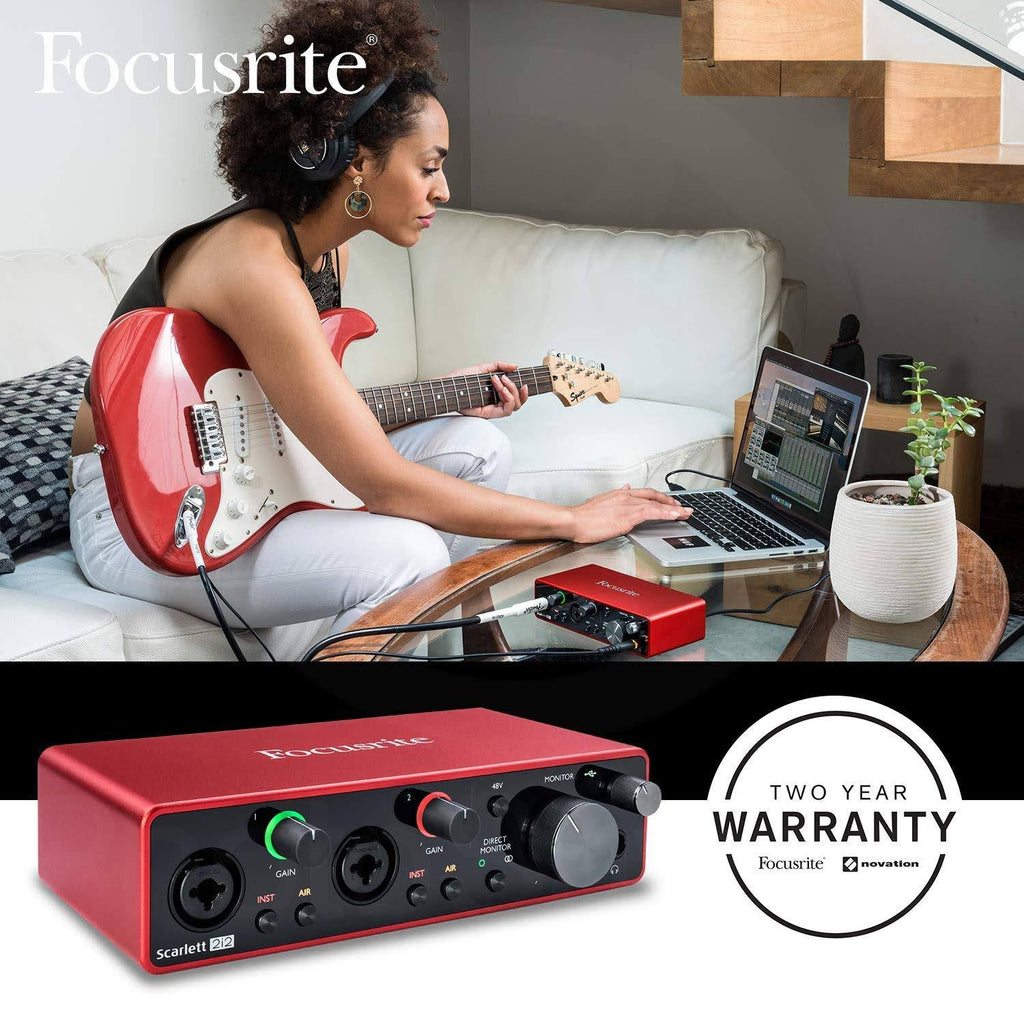 Focusrite Scarlett 2i2 2-in 2-OUT USB Recording Audio Interface (3rd Generation) + Samson SR360 Over-Ear Dynamic Headphones D84997