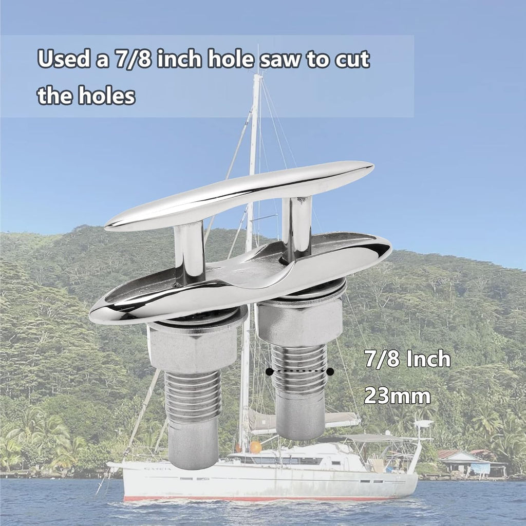 Retractable 316 Stainless Steel Flush Mount Boat Cleats Pack of 2 C909