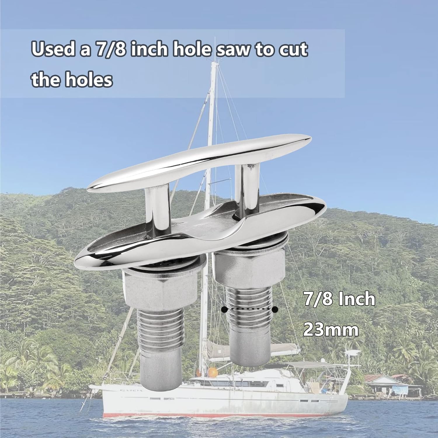 Retractable 316 Stainless Steel Flush Mount Boat Cleats Pack of 2 C909