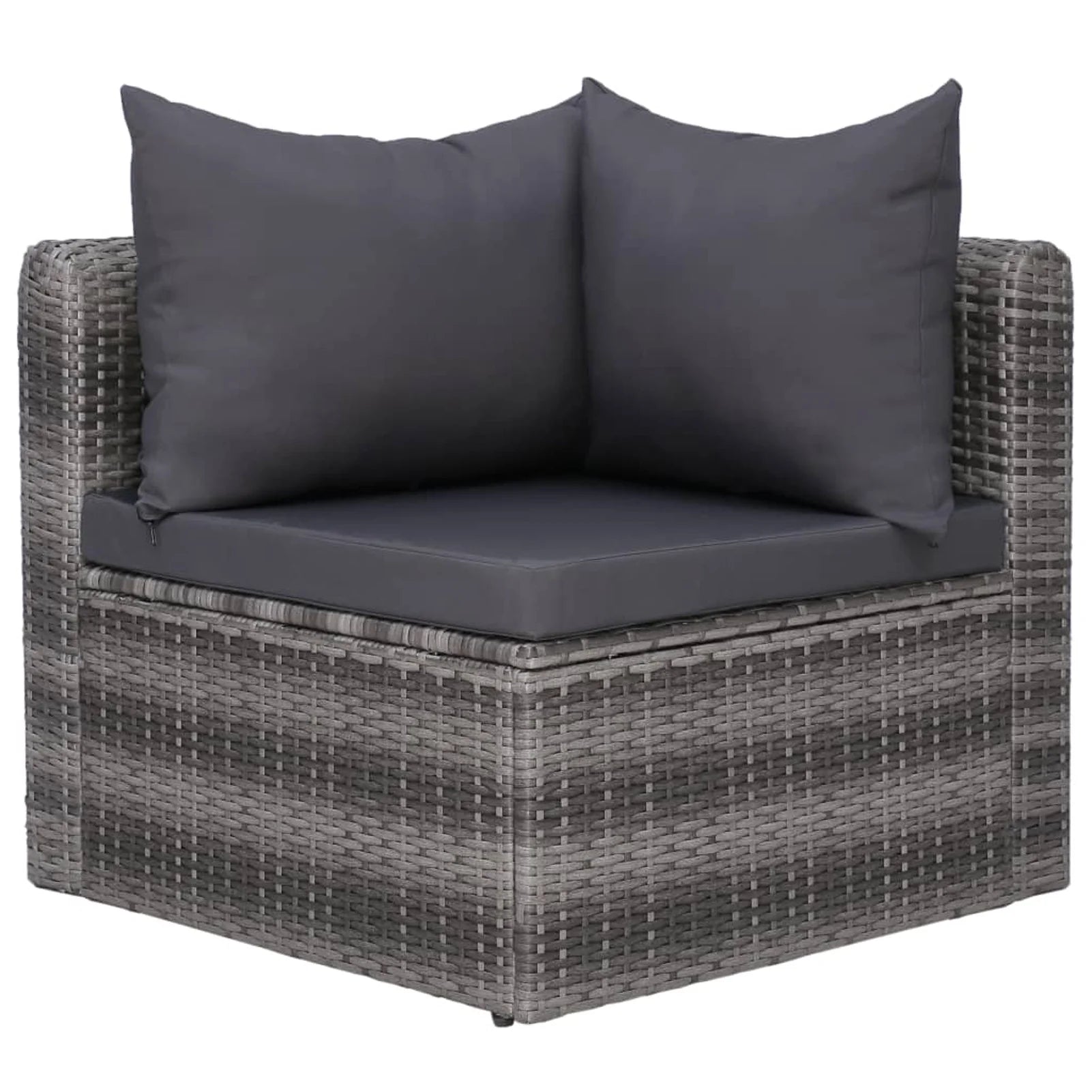 6 Piece Outdoor Sectional Sofa with Coffee Table and Cushion Set Gray Poly Rattan B93462