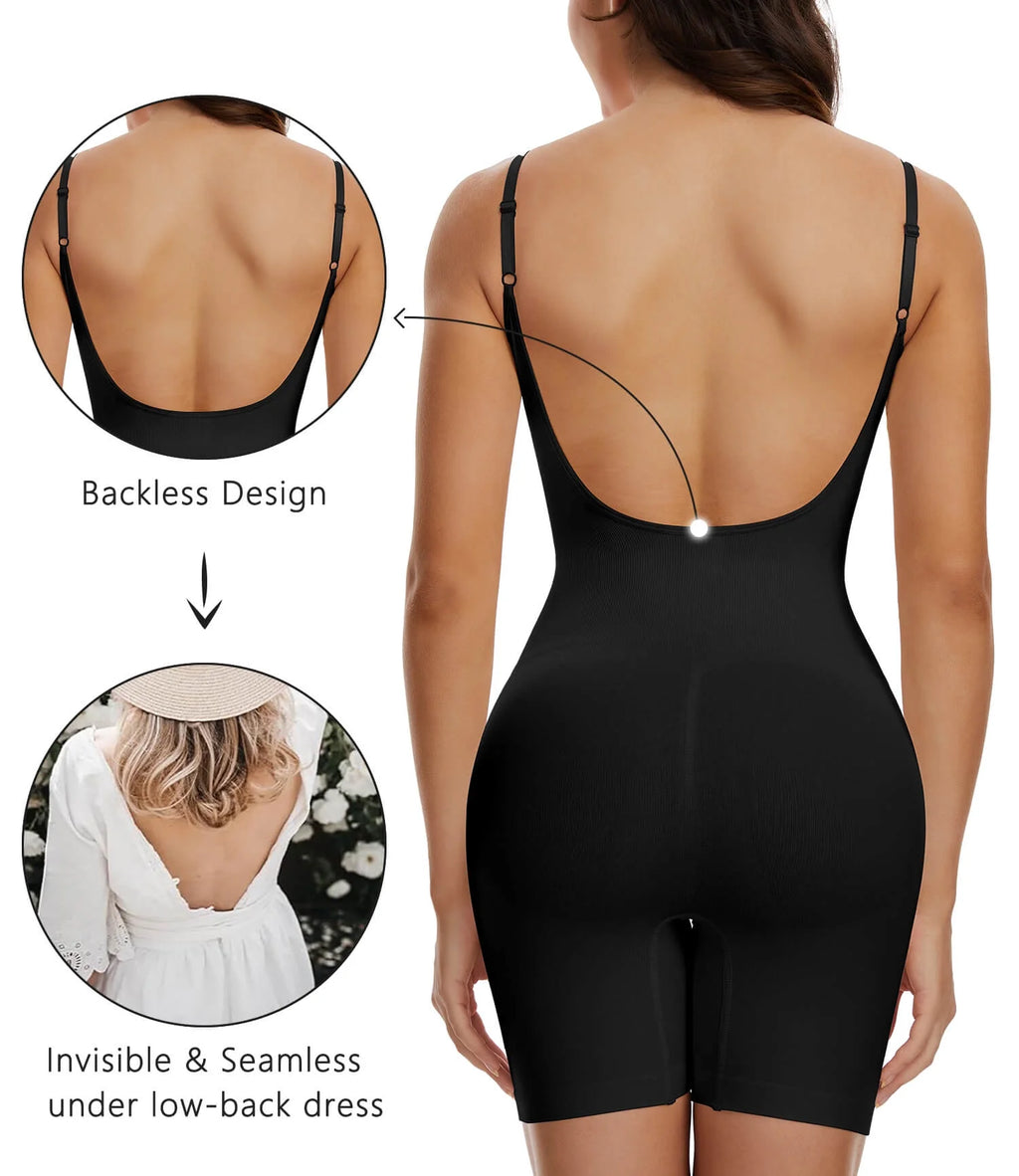 3 Packs Low Back Mid Thigh Bodysuit Shapewear A39503