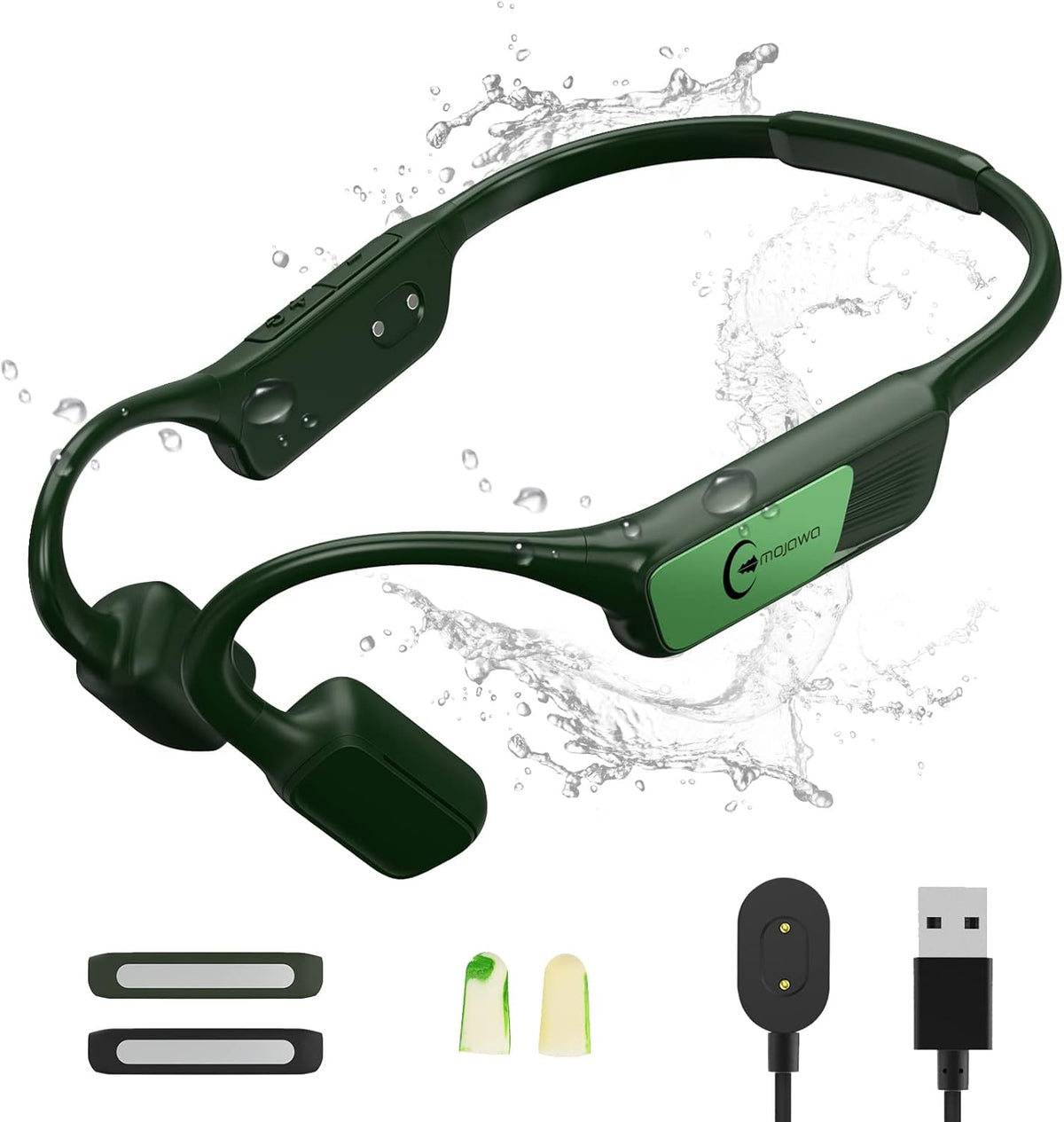 Bone Conduction Wireless Bluetooth Open-Ear Headphones with Mic, IP67 Waterproof Earphones (Grey) F19978