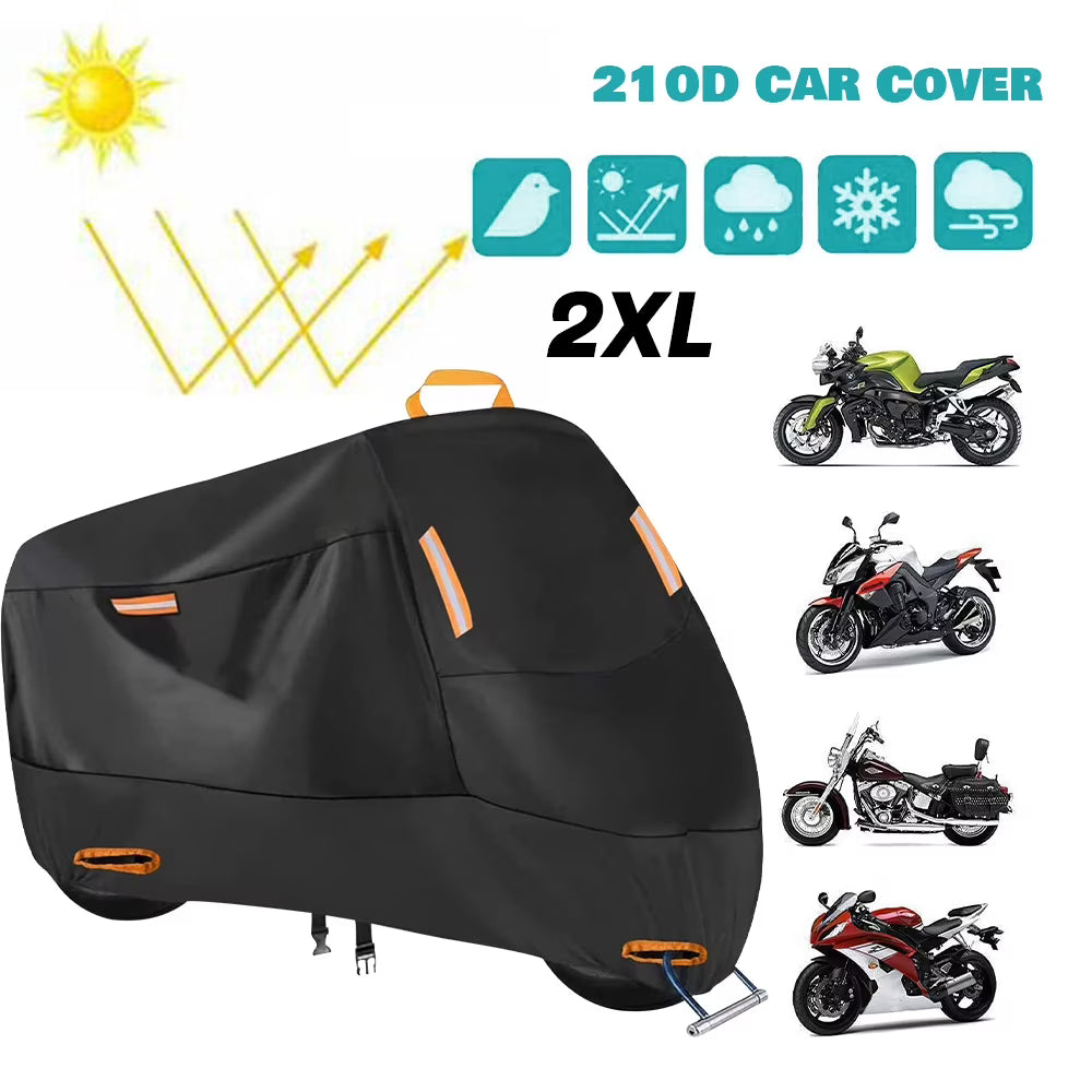 300D Waterproof Motorcycle Cover with 4 Reflective Strips Storage Bag (XXL) K325800