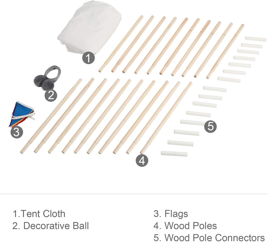 Teepee Play Tent with Banners, 5 Poles, 85 Inches Height W31475
