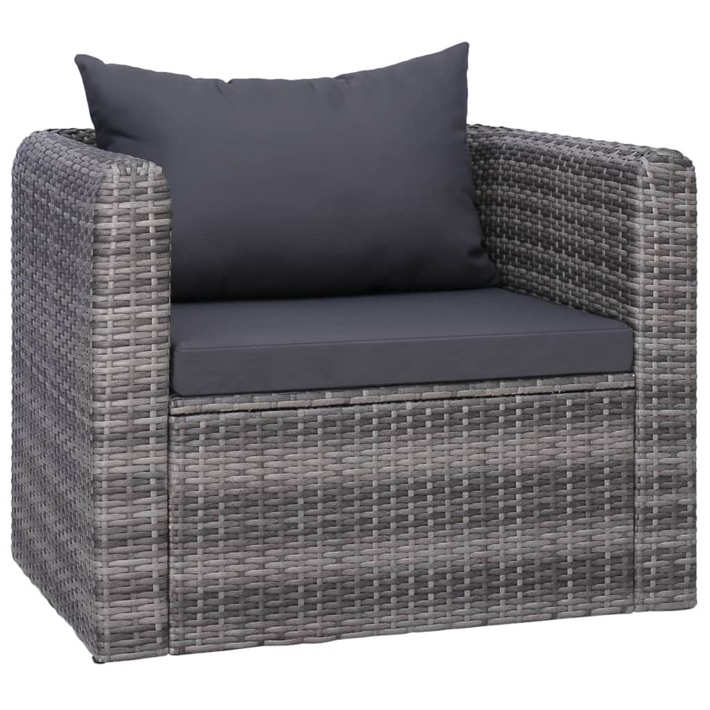 6 Piece Outdoor Sectional Sofa with Coffee Table and Cushion Set Gray Poly Rattan B93462