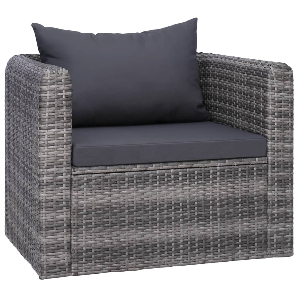 6 Piece Outdoor Sectional Sofa with Coffee Table and Cushion Set Gray Poly Rattan B93462