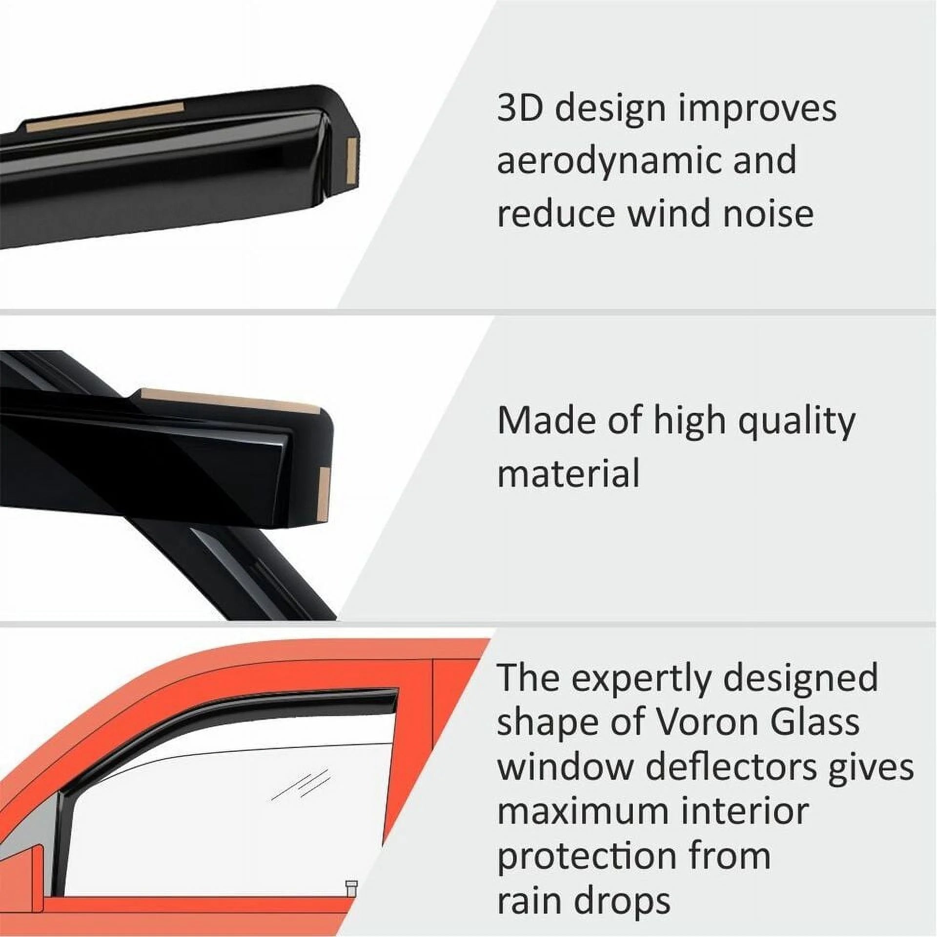 4 Pieces Glass In-Channel Window Deflectors for Ford F150 Raptor 2017-2020 SuperCrew X767622