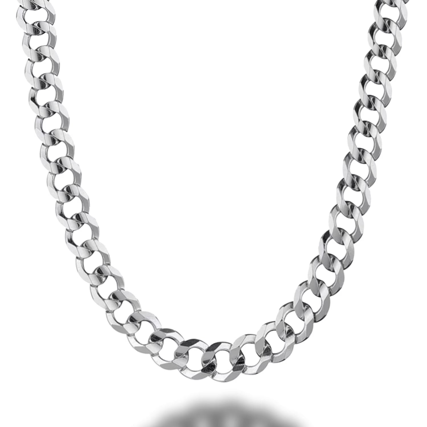 925 Sterling Silver 8mm Solid Curb Chain Necklace T743