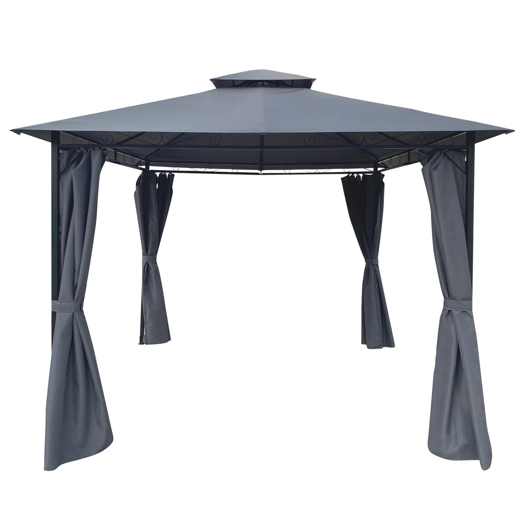 10 x 10 ft Steel Patio Gazebo with Curtain C645036