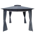 10 x 10 ft Steel Patio Gazebo with Curtain C645036