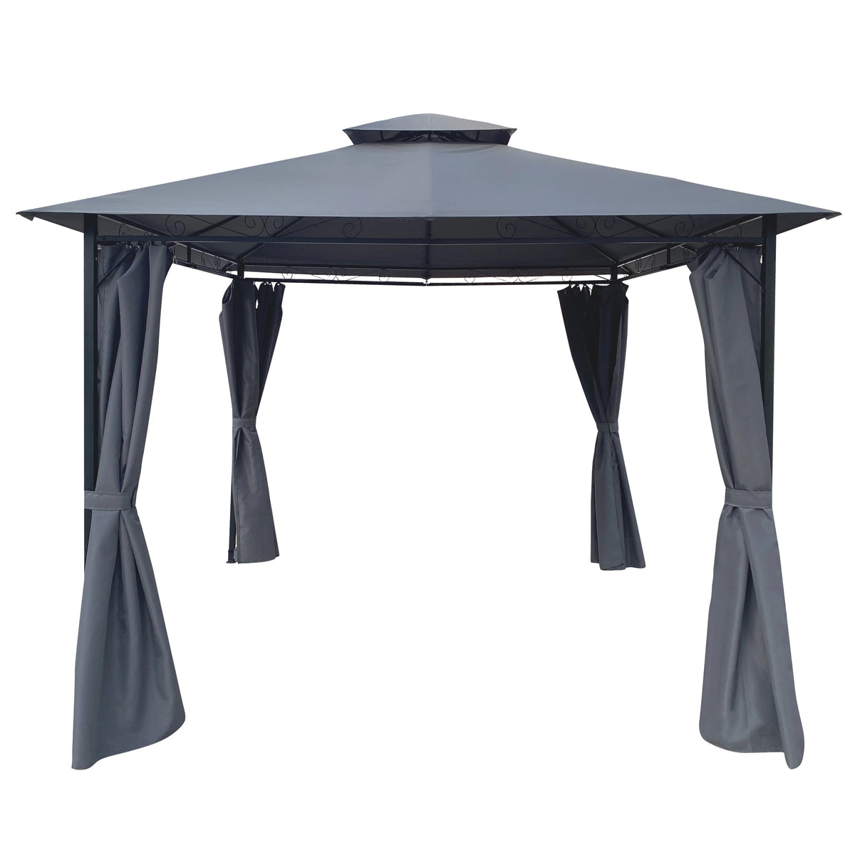 10 x 10 ft Steel Patio Gazebo with Curtain C645036