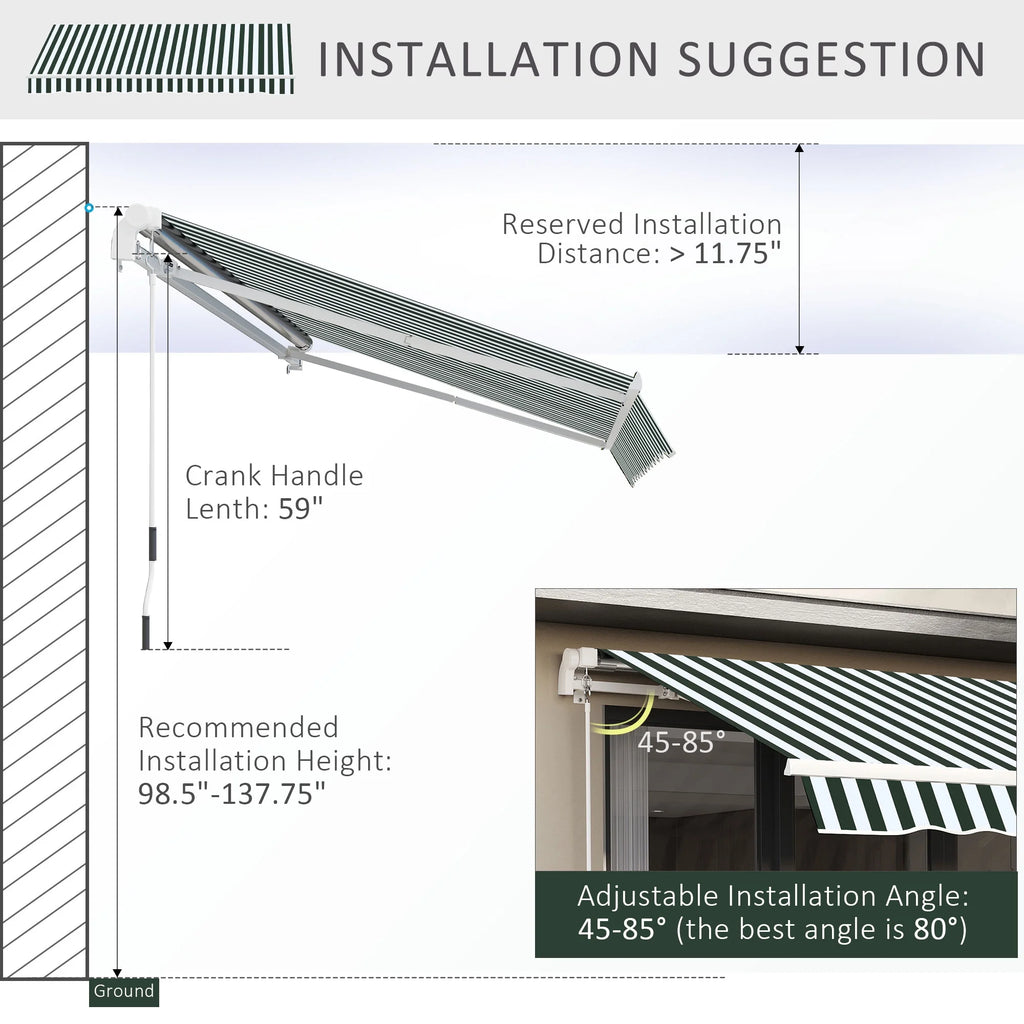 Green White Retractable Patio Awning T883
