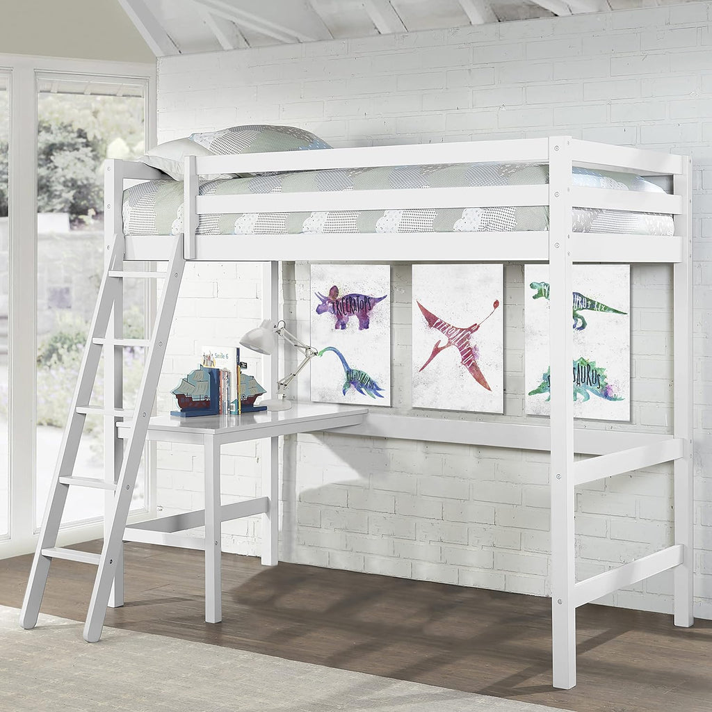 White Twin Loft Bed C43773