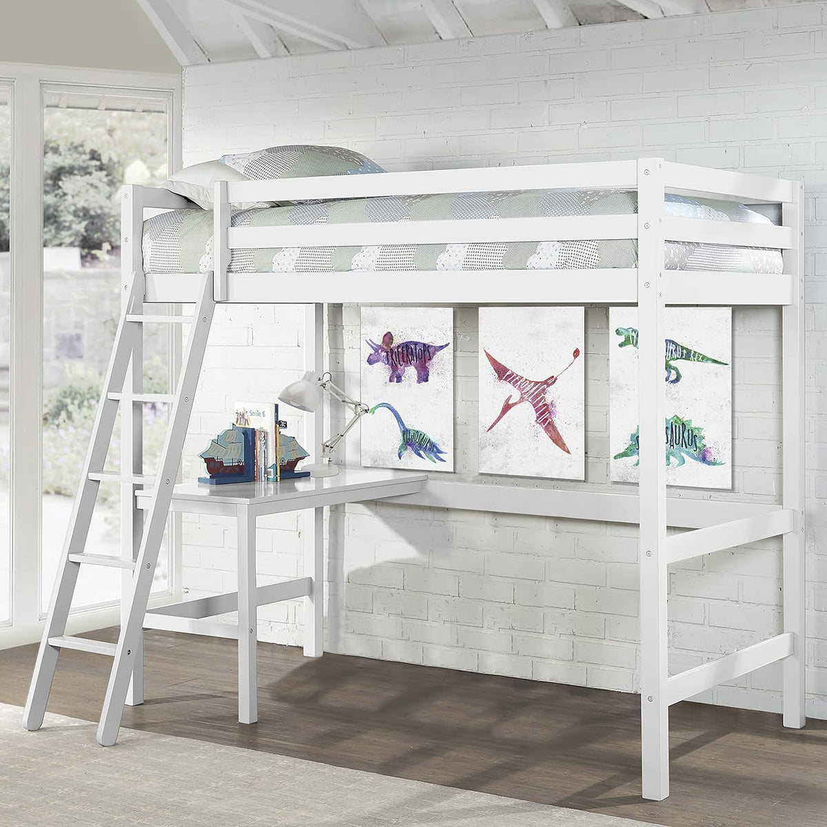 White Twin Loft Bed C43773