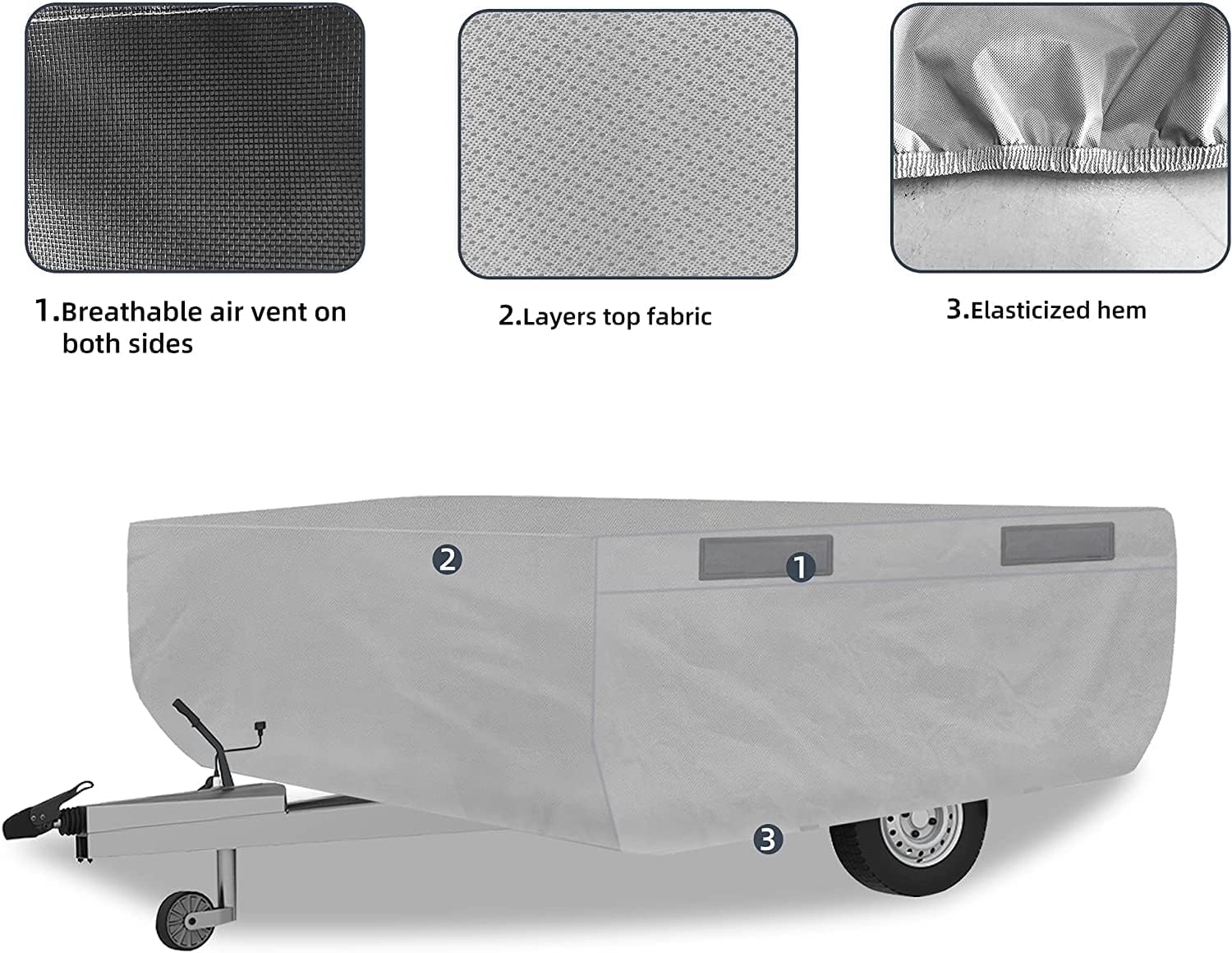 6 Layers Pop Up Folding Camper Cover Fits 12'-14' T6869