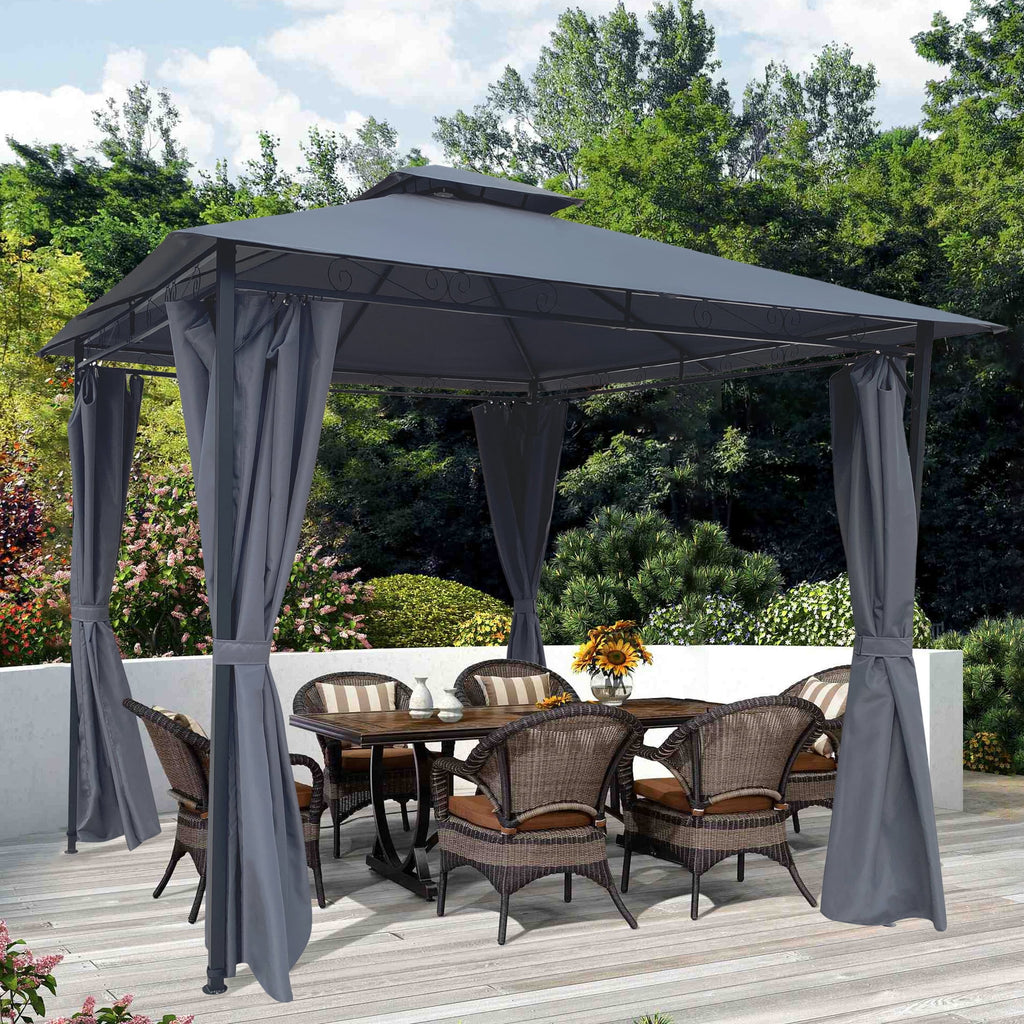 10 x 10 ft Steel Patio Gazebo with Curtain C645036
