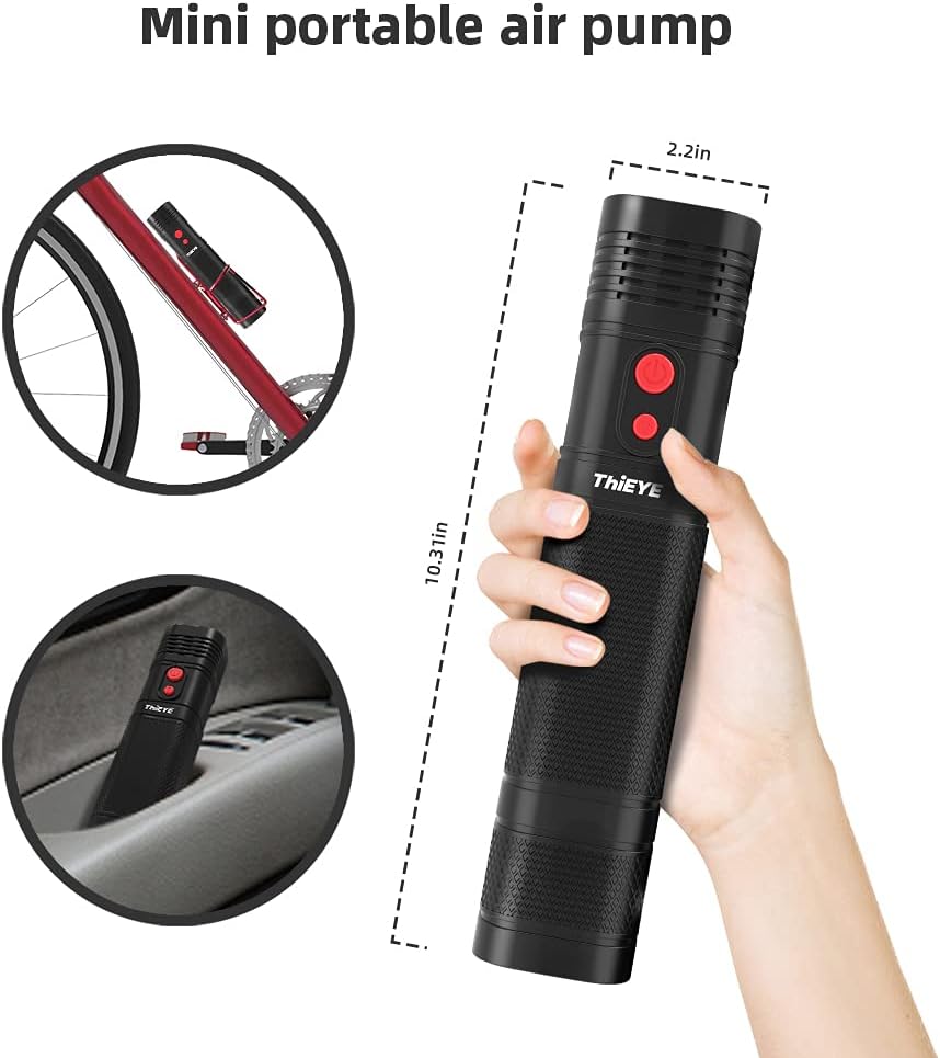 Tire Inflator Portable Air Compressor, 12V DC, 2000 * 3 mAh, 120 PSI, LED Light, Pack of 2 W4570