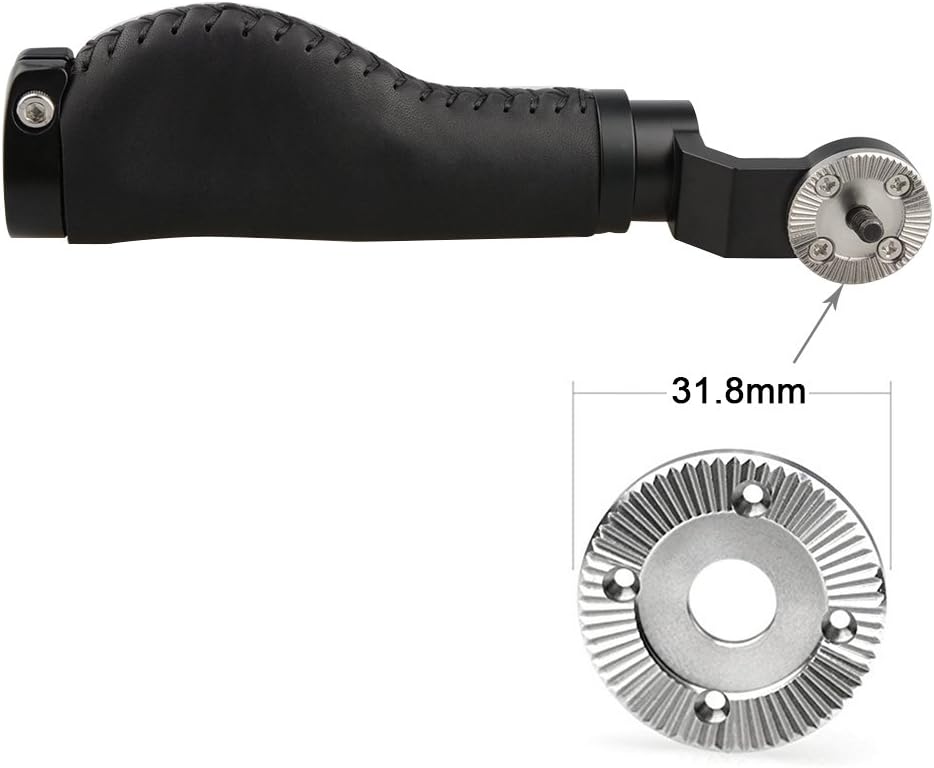 Aluminum Rosette Leather Handle Grip One Pair Black M6 Thread 31.8 mm W3125