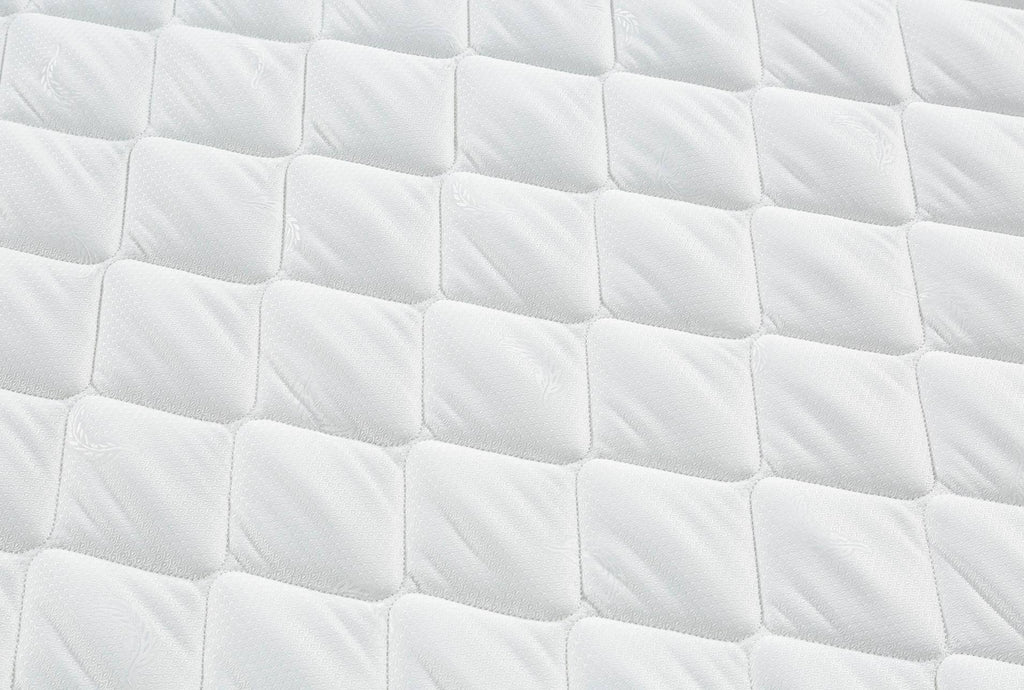 Queen Mattress Set with Low Profile Foundation White Fabric Q278