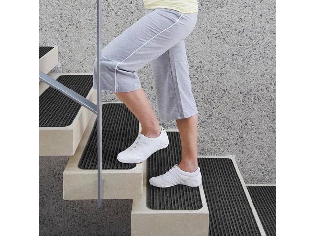 Set of 12 Skid-Resistant Carpet Stair Treads Smokey Black 8 in. x 30 in. G770