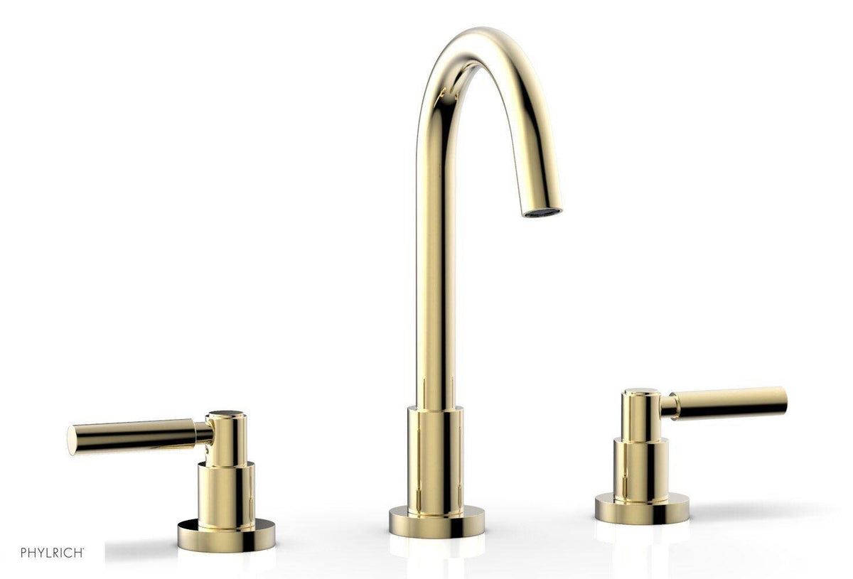 Three Hole High Spout Widespread Bathroom Faucet with Lever Handles Q104137