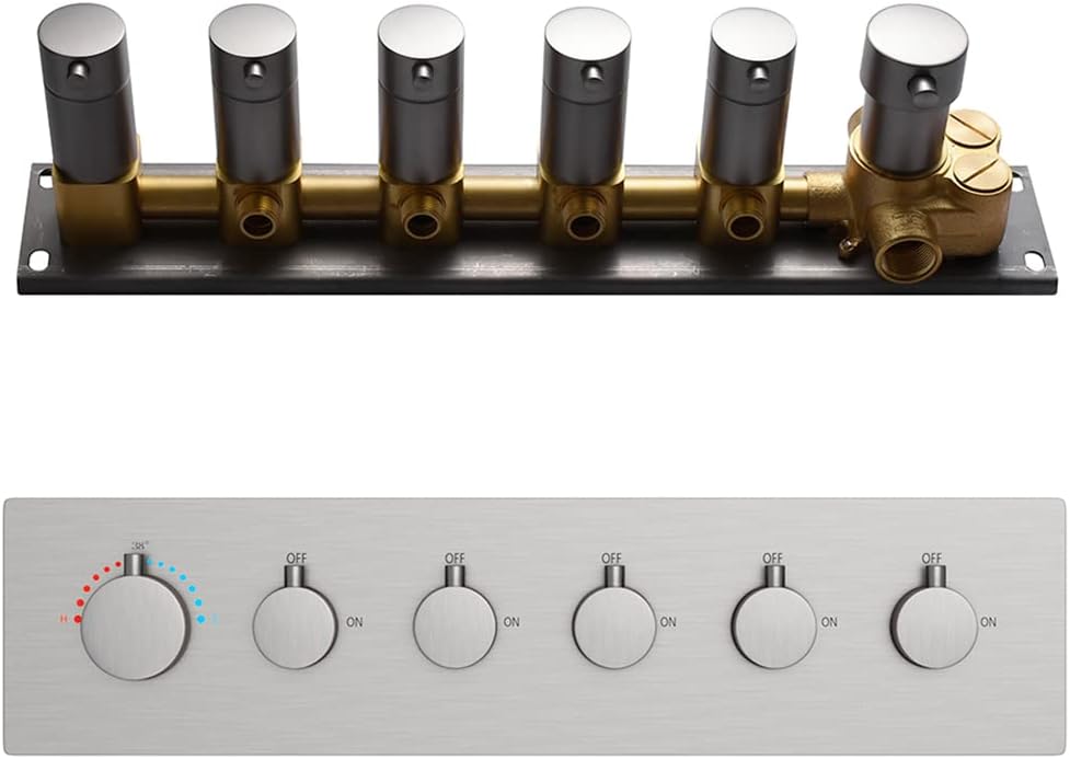 Brass Concealed 4-Way Thermostatic Shower Mixer with Round Handles P4685