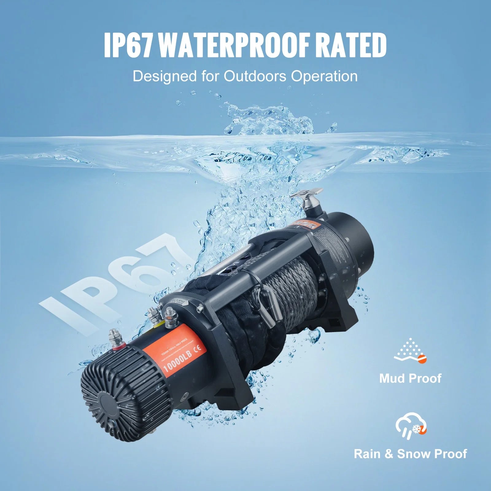 12V 10,000 lb Nylon Rope Winch with Wireless Remote Q1527