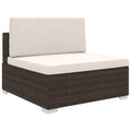 Brown Poly Rattan Sectional Middle Seat with Cushions T840
