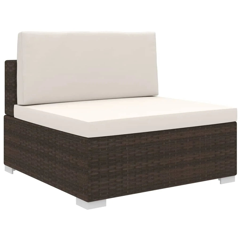 Brown Poly Rattan Sectional Middle Seat with Cushions T840
