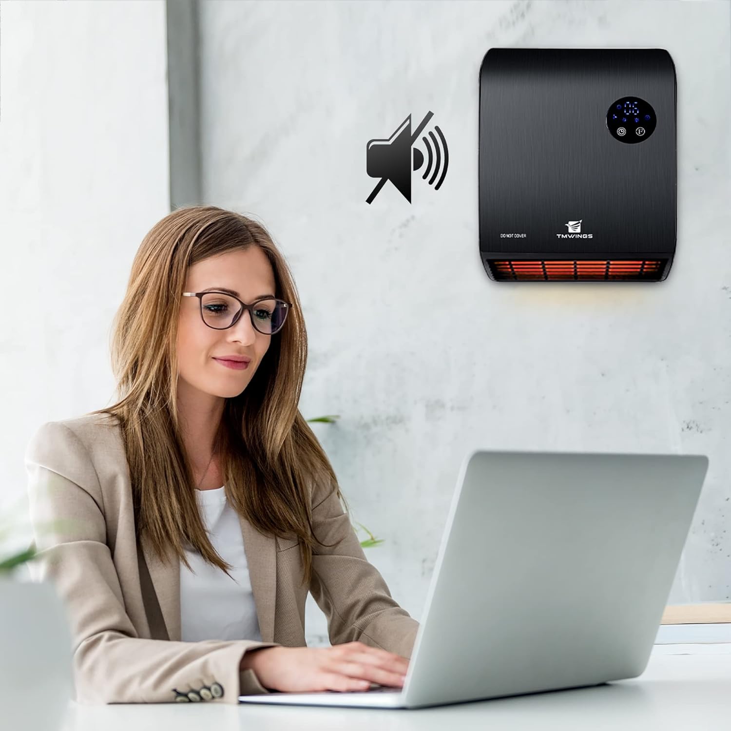 1500W Wall Mount Electric Heater with Remote Control, 3 Mode, Overheating Protection J3095