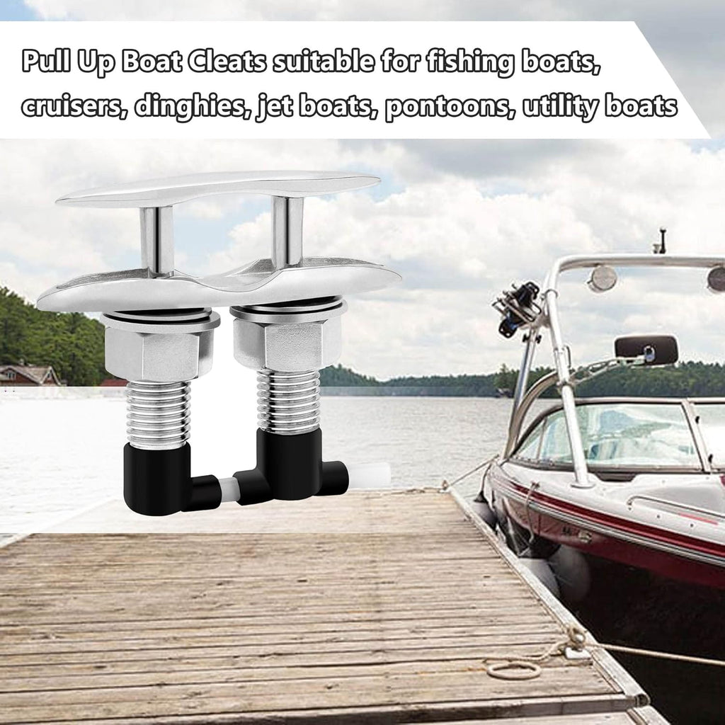Retractable 316 Stainless Steel Flush Mount Boat Cleats Pack of 2 C909