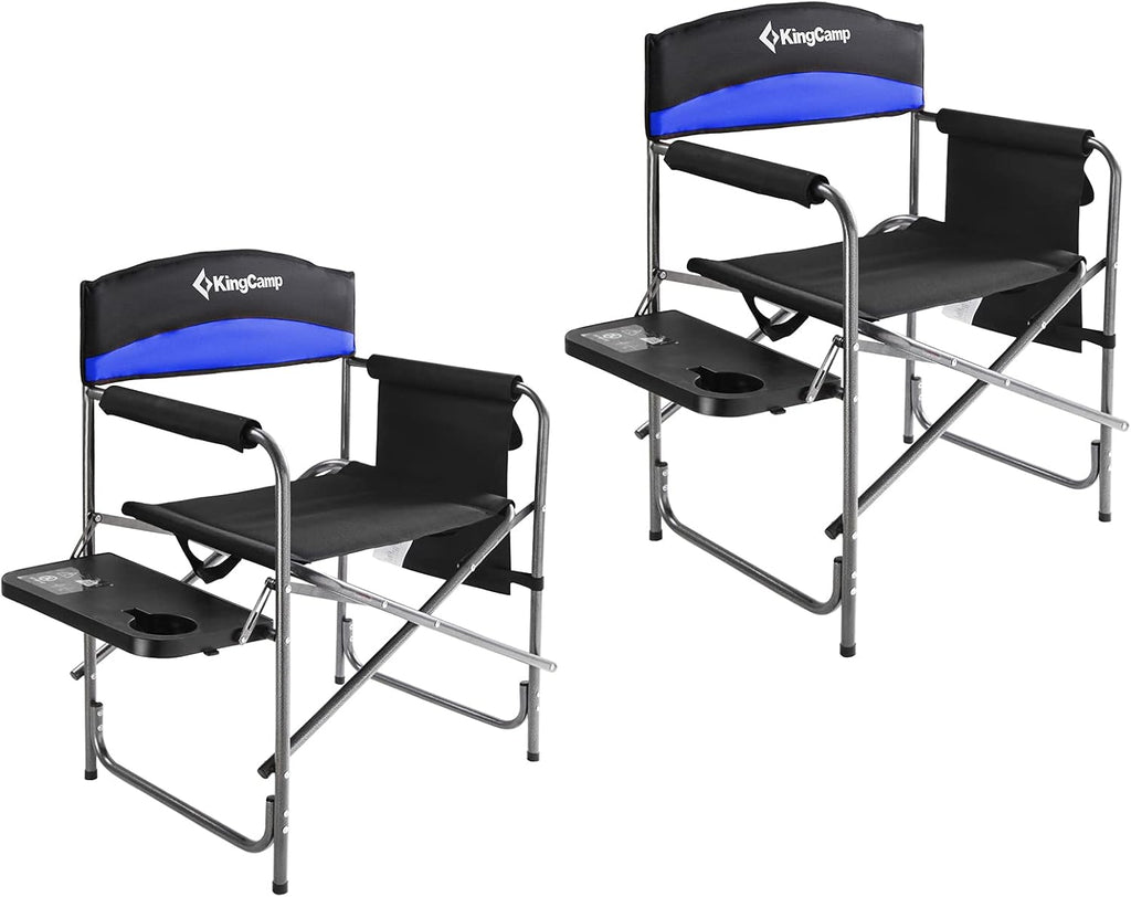 Heavy Duty Folding Camping Directors Chair with Side Table Storage Pockets H68668