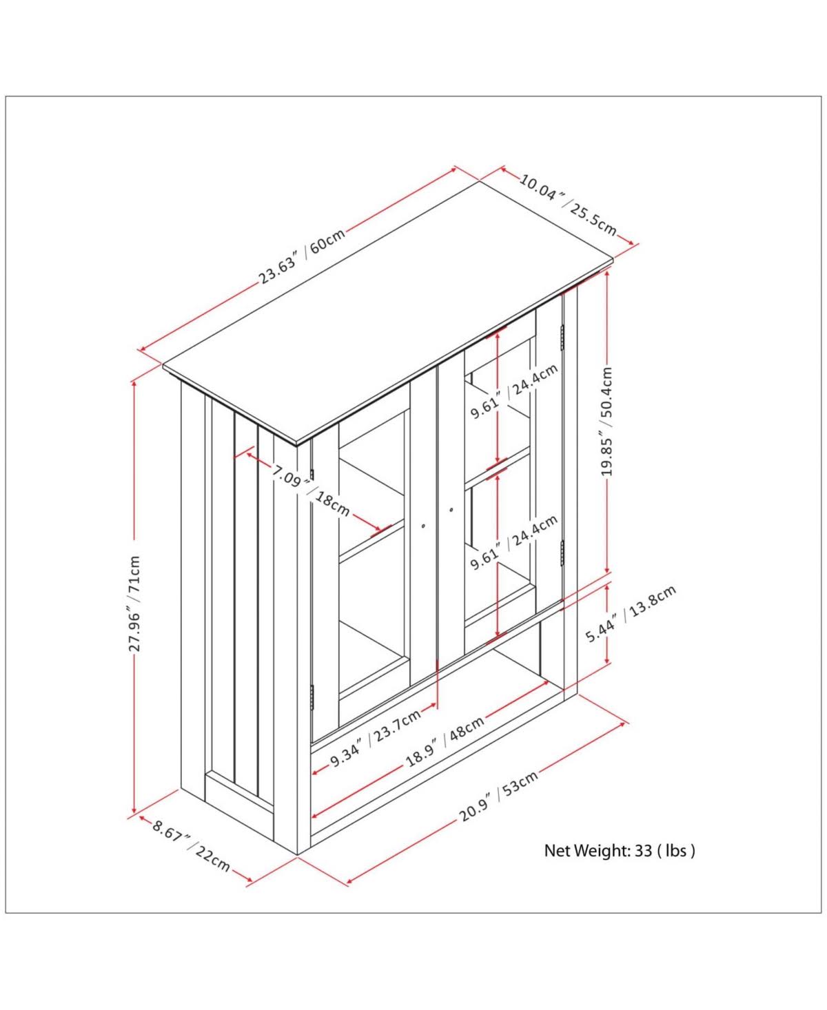 Double Door Wall Cabinet in Pure White X136