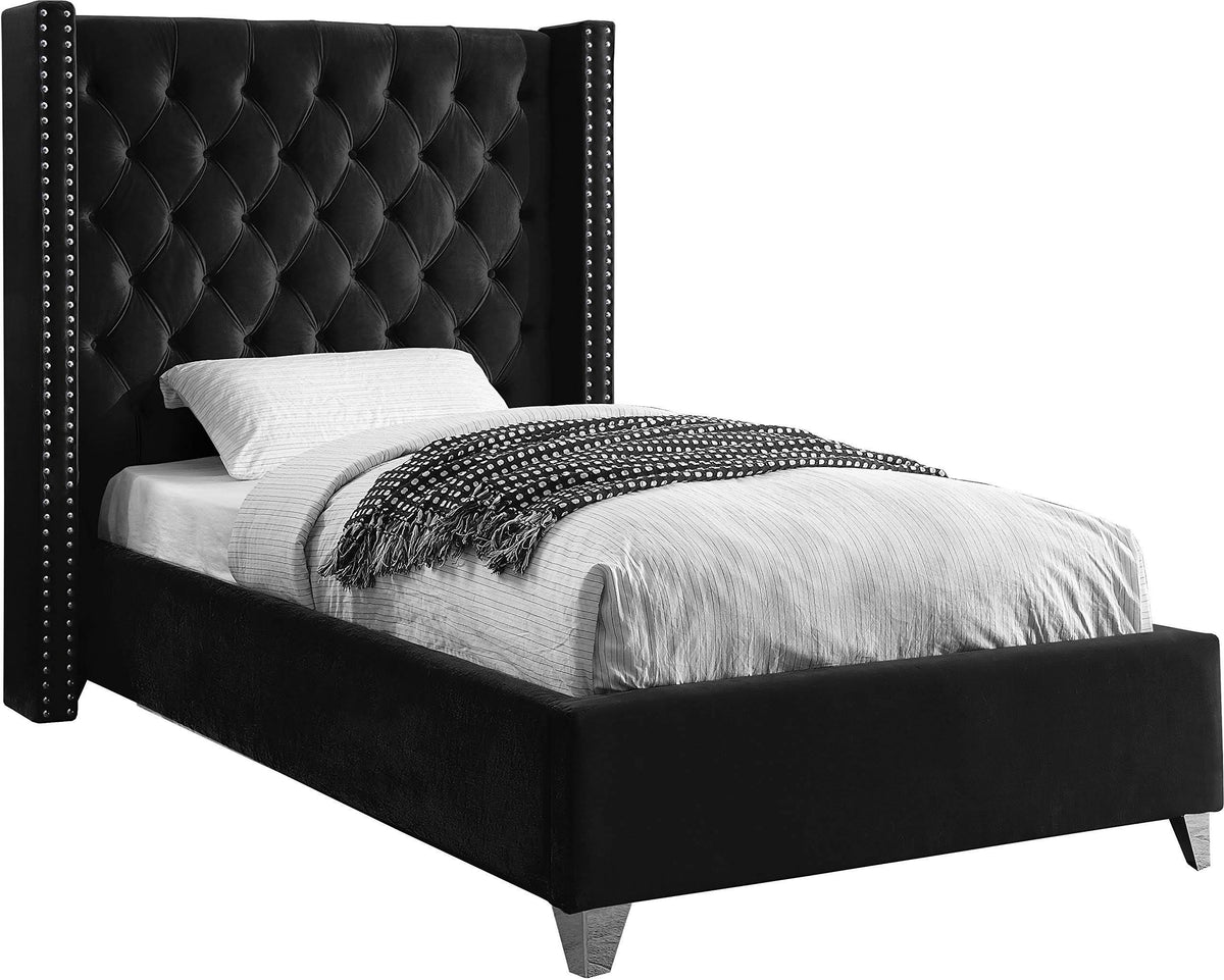 Black Velvet Twin Bed Y153330