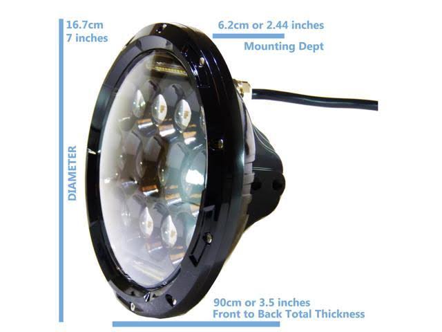 7 inch Round LED Headlight 75W Low/High with DRL Black Housing E346