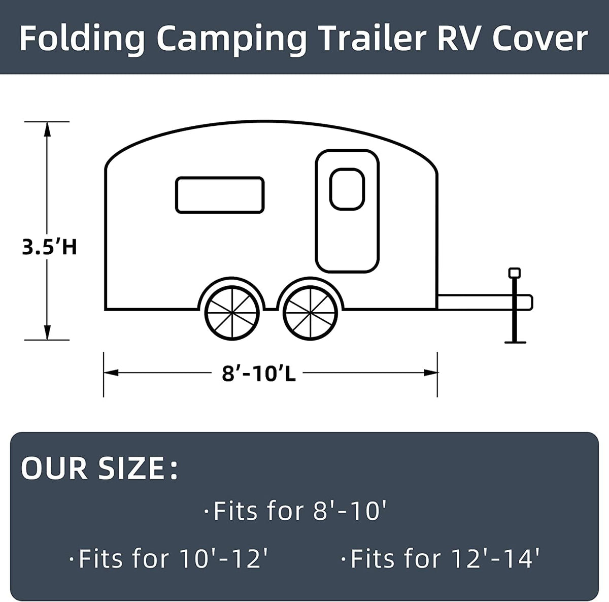 6 Layers Pop Up Folding Camper Cover Fits 12'-14' T6869